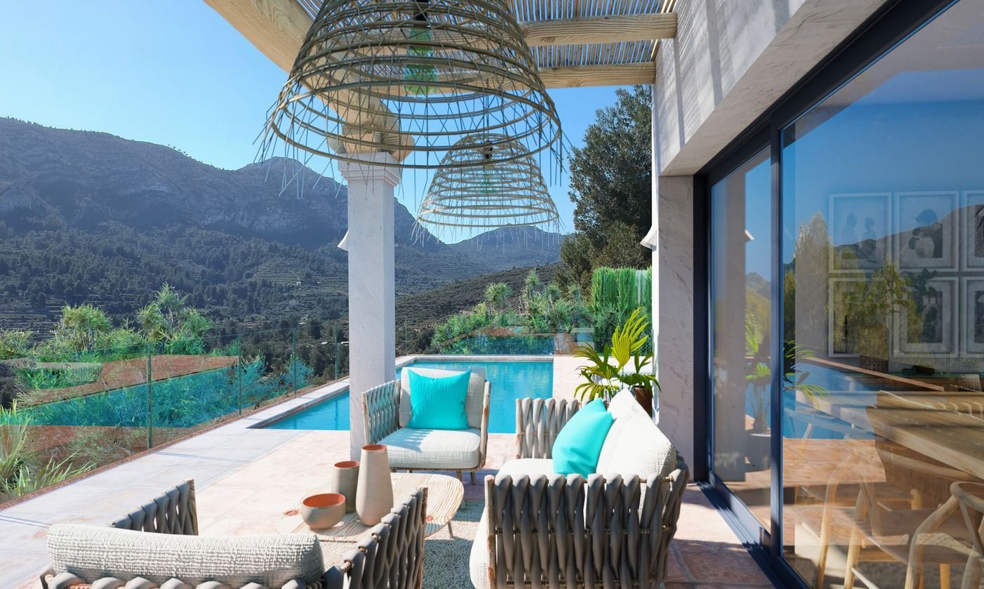 Ibizanisches Design-Villenprojekt in der Urbanisation Solana II, nur 10 km von Denia entfernt