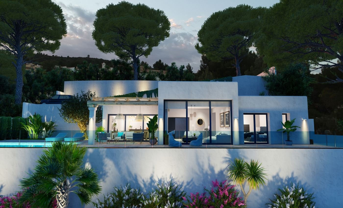 Ibizanisches Design-Villenprojekt in der Urbanisation Solana II, nur 10 km von Denia entfernt