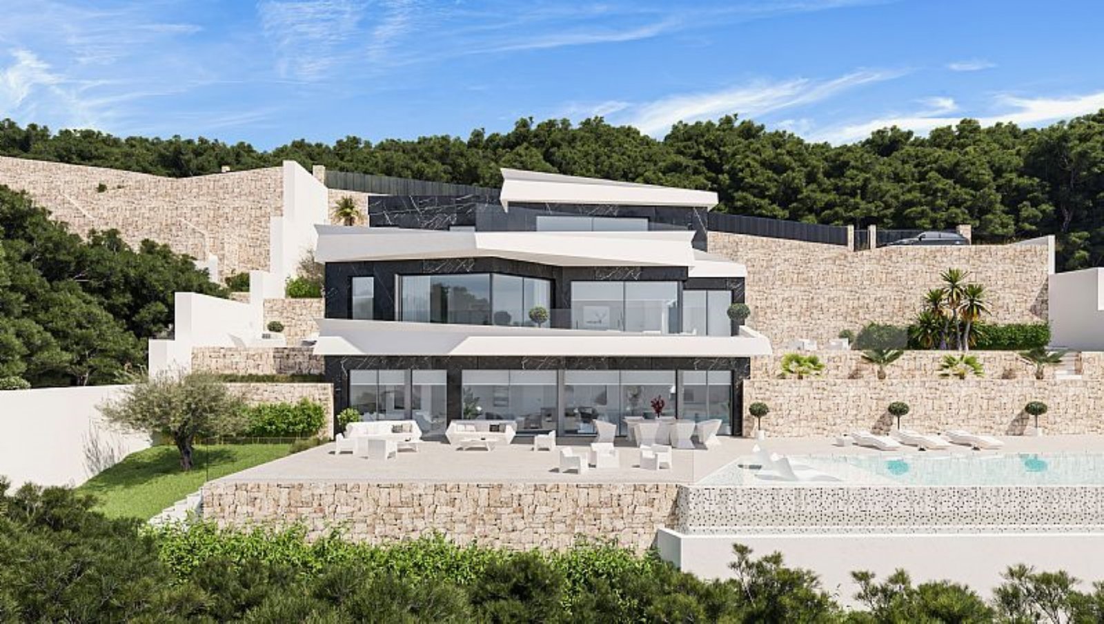 3615BEN moderne Neubauvilla mit Meerblick zum Verkauf in Benissa