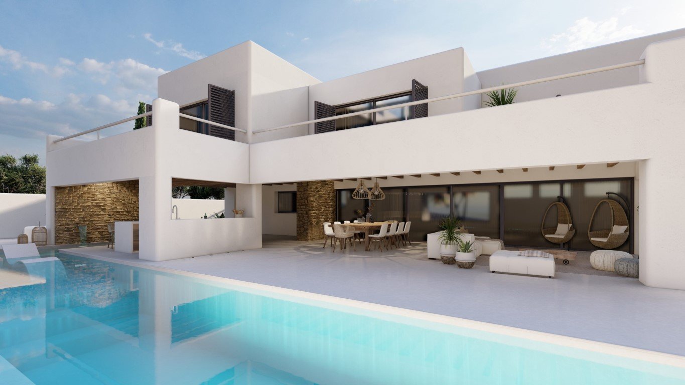 6358MOR Wunderschöne Villa im Ibiza-Stil mit Meerblick im Bau zum Verkauf in Moraira
