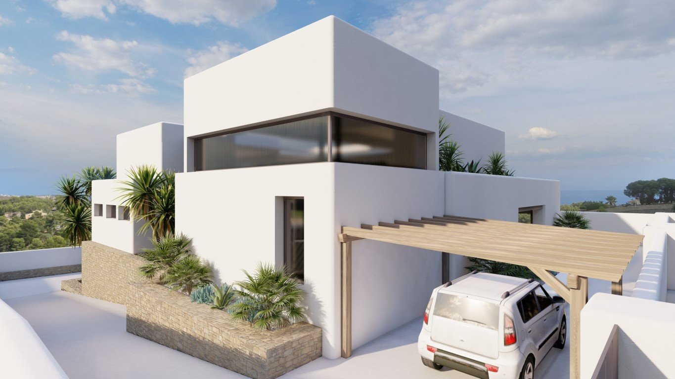 6358MOR Wunderschöne Villa im Ibiza-Stil mit Meerblick im Bau zum Verkauf in Moraira
