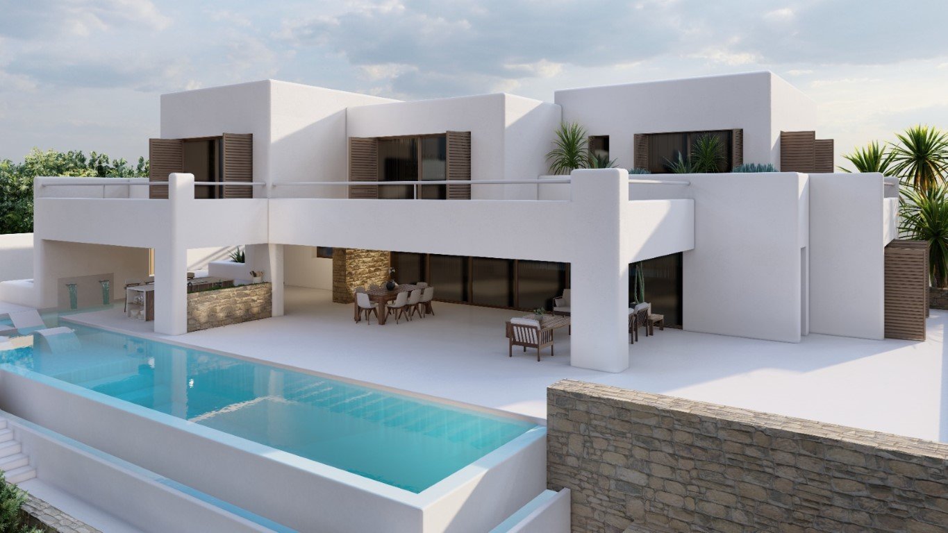 6358MOR Wunderschöne Villa im Ibiza-Stil mit Meerblick im Bau zum Verkauf in Moraira