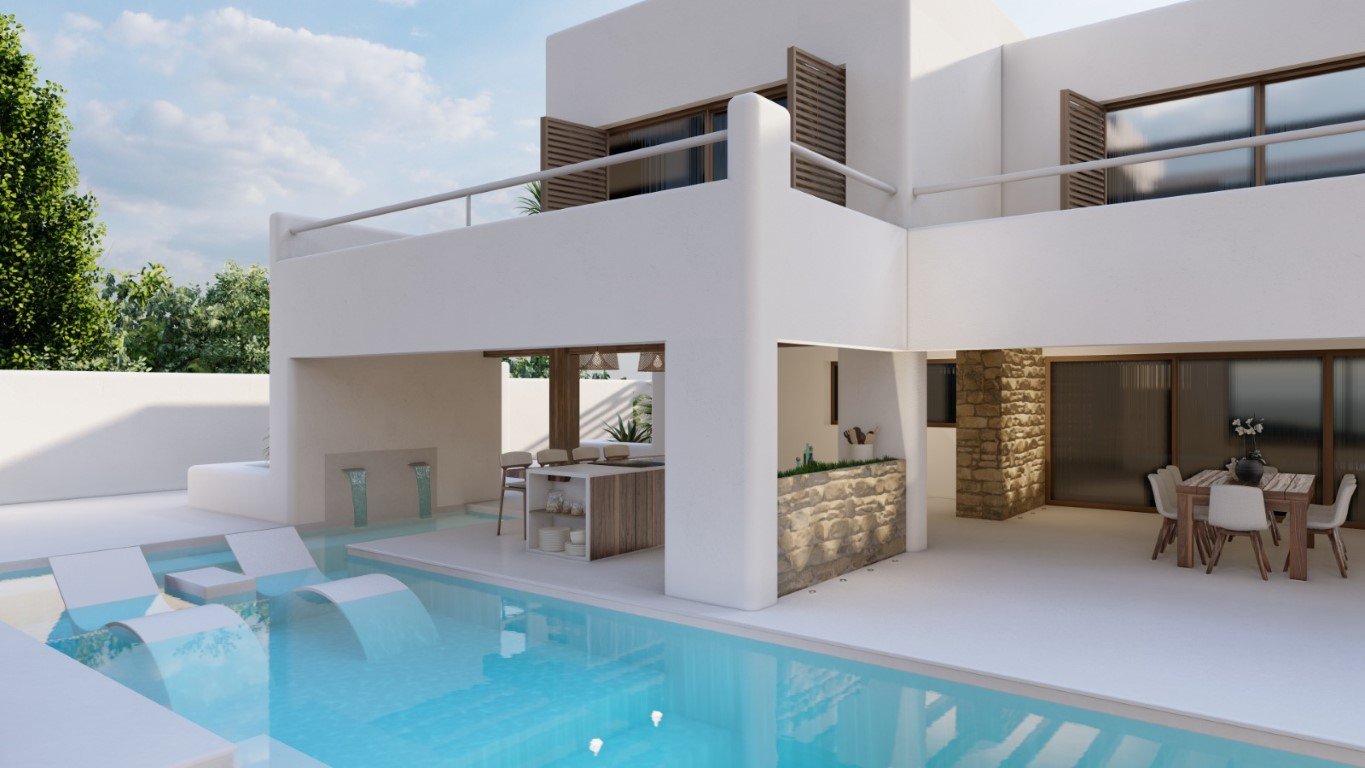 6358MOR Wunderschöne Villa im Ibiza-Stil mit Meerblick im Bau zum Verkauf in Moraira