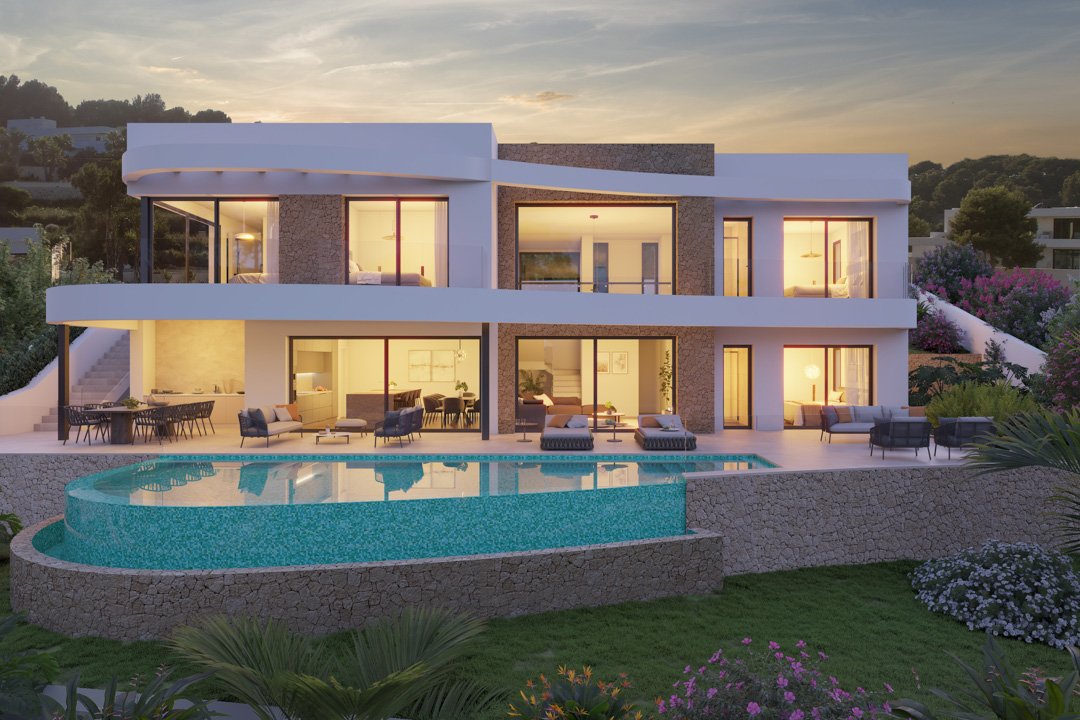 8114MOR Neubauvilla im Bau mit Panoramablick auf das Meer zum Verkauf in Moraira.