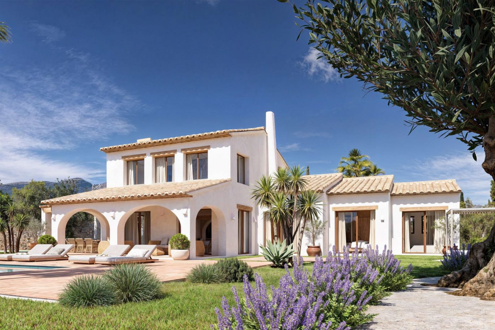 4456BEN Rustikale mediterrane Luxusvilla mit Meer- und Bergblick zu verkaufen in Benimarco, Teulada