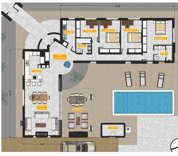 Projekt schöne ibizenkische Villa zum Verkauf in Alfaz del Pi