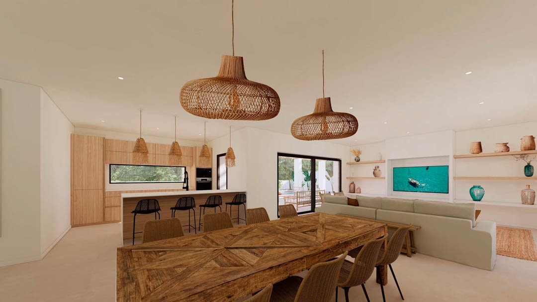 7120MOR Ibiza-Villa-Projekt mit Lizenz in Meeresnähe zum Verkauf in Moraira.