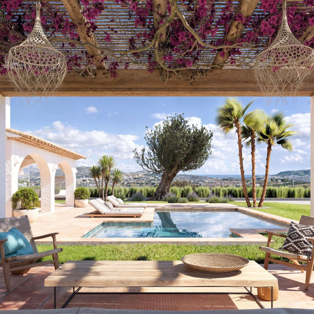 4456BEN Rustikale mediterrane Luxusvilla mit Meer- und Bergblick zu verkaufen in Benimarco, Teulada