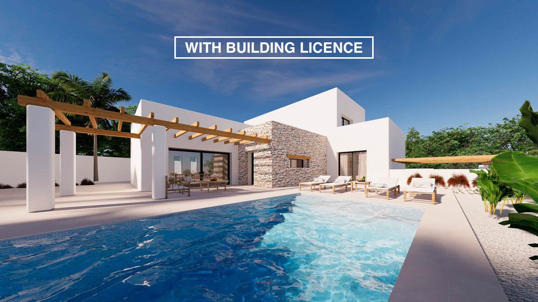 7120MOR Ibiza-Villa-Projekt mit Lizenz in Meeresnähe zum Verkauf in Moraira.