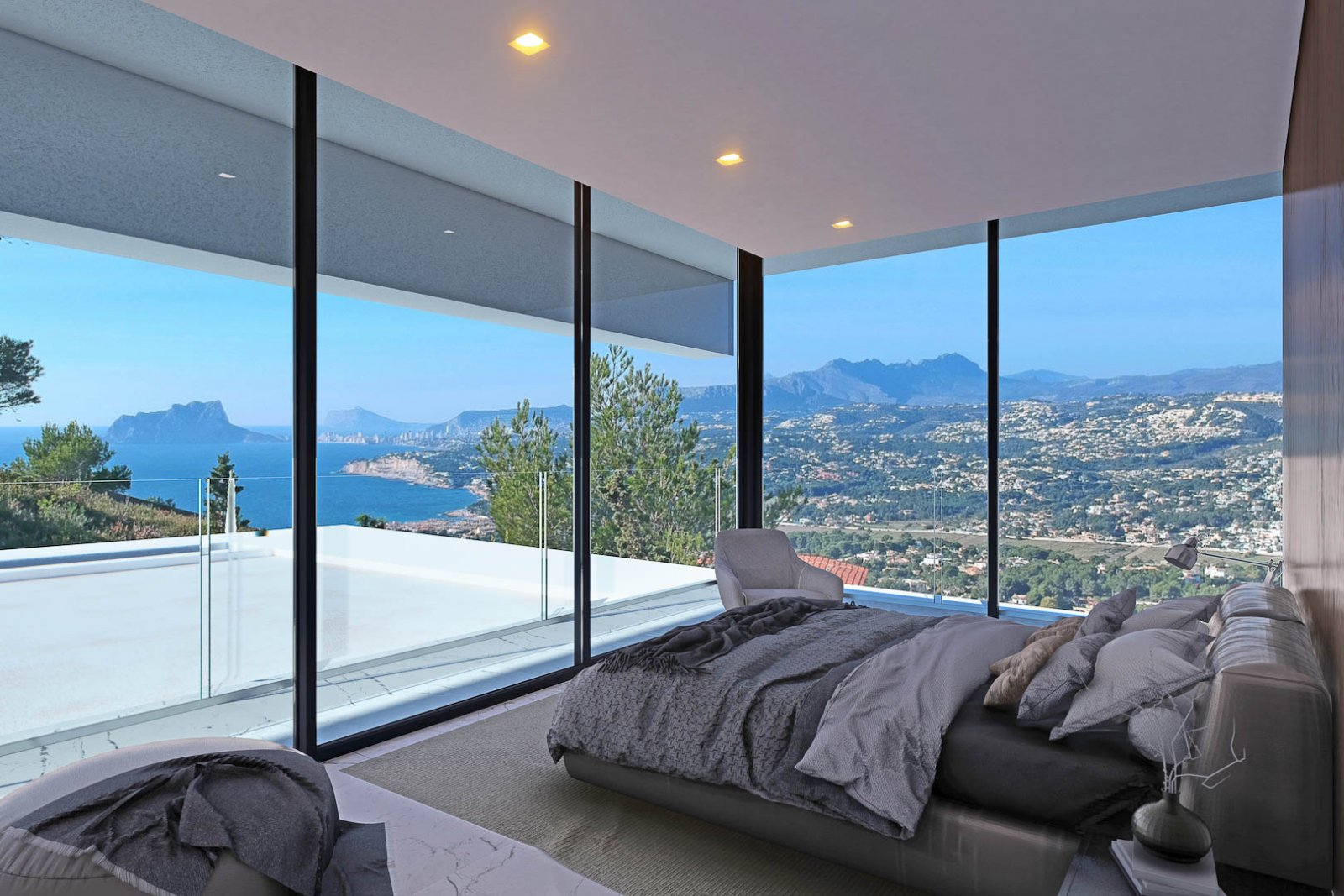 8235MOR Designprojekt mit Baugenehmigung mit Panoramablick auf das Meer und die Berge in Moraira zu verkaufen.