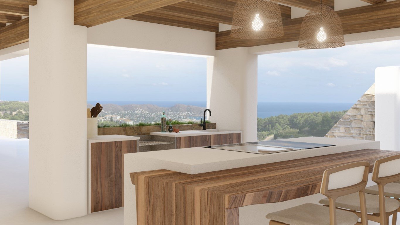 6358MOR Wunderschöne Villa im Ibiza-Stil mit Meerblick im Bau zum Verkauf in Moraira