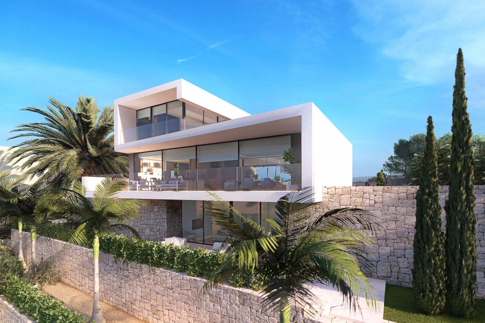 8235MOR Designprojekt mit Baugenehmigung mit Panoramablick auf das Meer und die Berge in Moraira zu verkaufen.