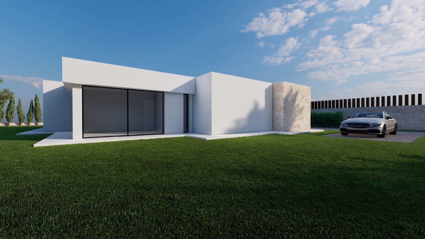 6414CAL Moderne, einstöckige, neu gebaute Villa in Laufnähe zum Yachthafen in Calpe