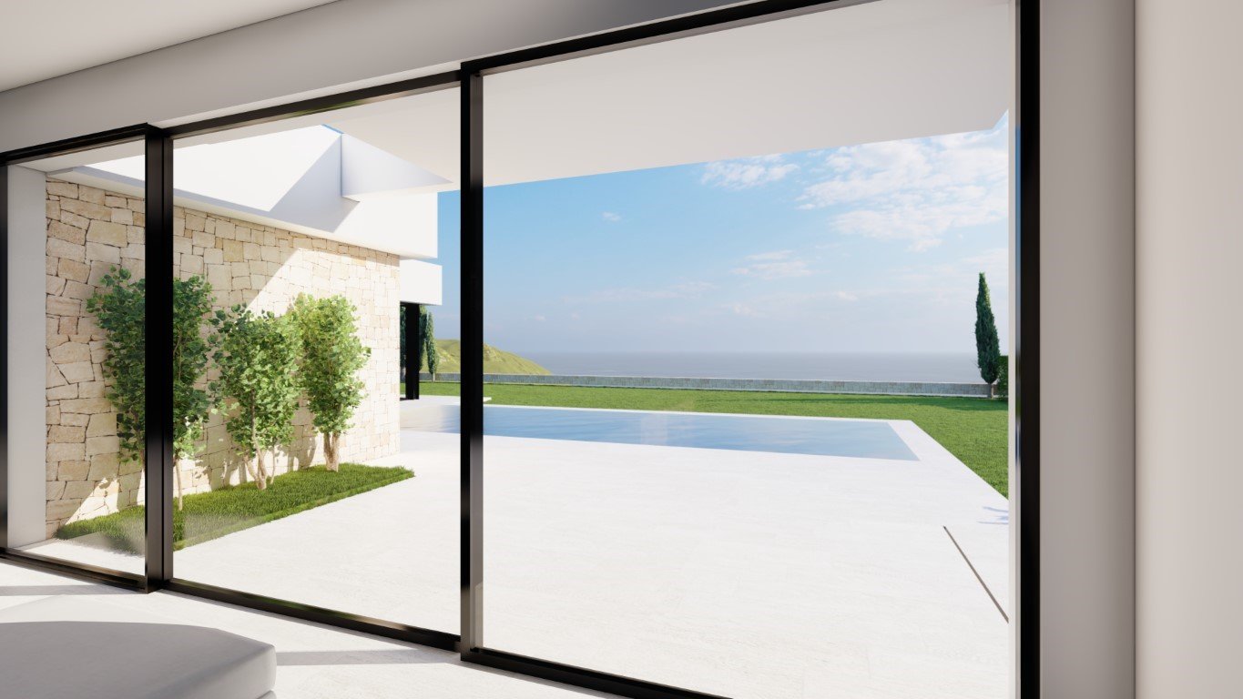 6414CAL Moderne, einstöckige, neu gebaute Villa in Laufnähe zum Yachthafen in Calpe