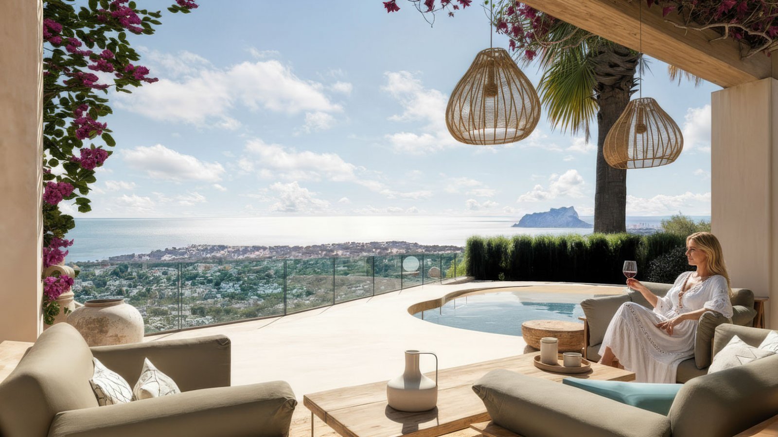 7105MOR | Villa im Ibiza-Stil mit Panoramablick in Moraira zu verkaufen