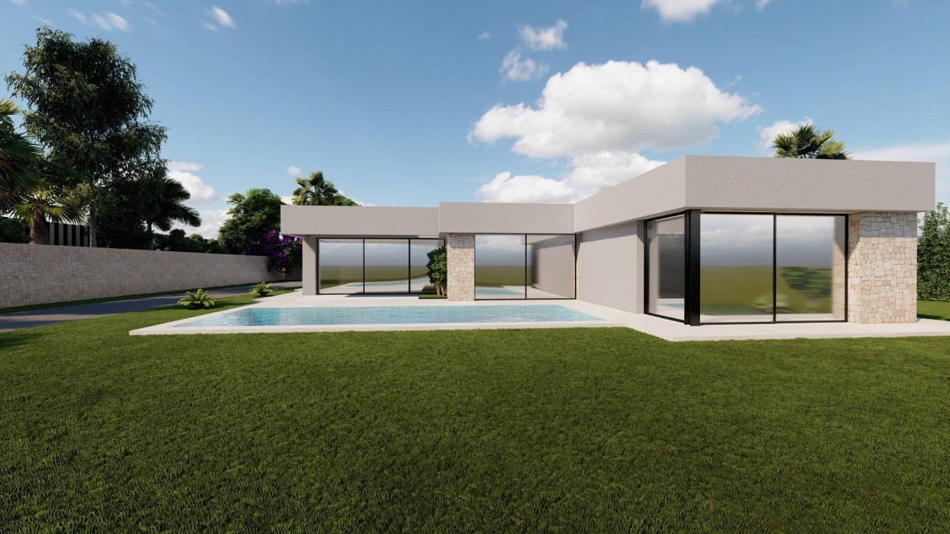 6414CAL Moderne, einstöckige, neu gebaute Villa in Laufnähe zum Yachthafen in Calpe