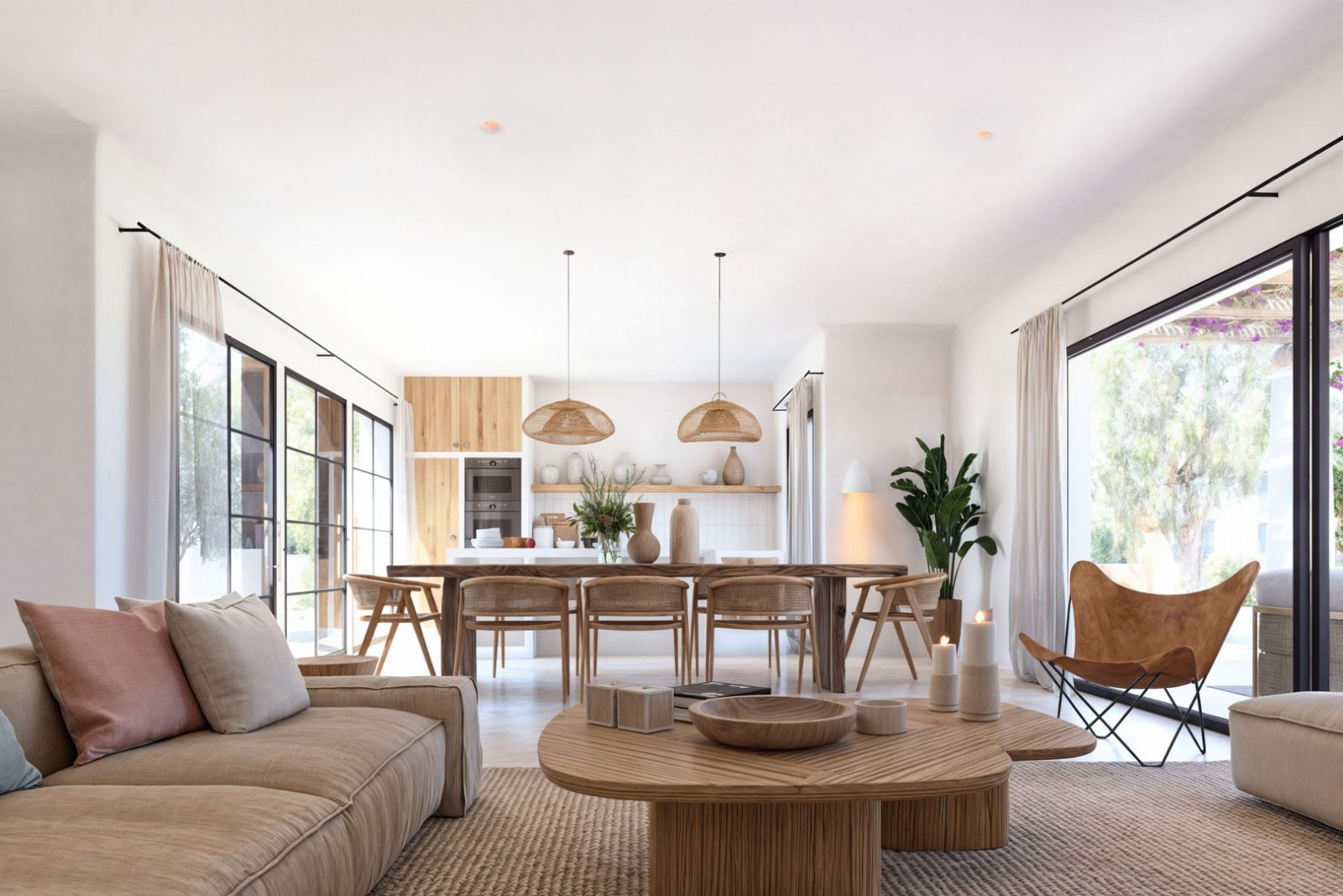 8273DEN Villenprojekt im ibizenkischen Stil mit Pool zu verkaufen, ganz in der Nähe des Strandes.