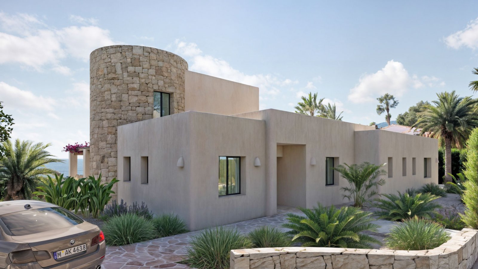 7105MOR | Villa im Ibiza-Stil mit Panoramablick in Moraira zu verkaufen