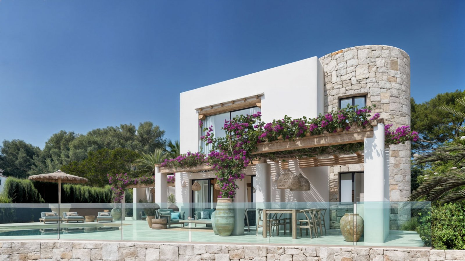 7105MOR | Villa im Ibiza-Stil mit Panoramablick in Moraira zu verkaufen
