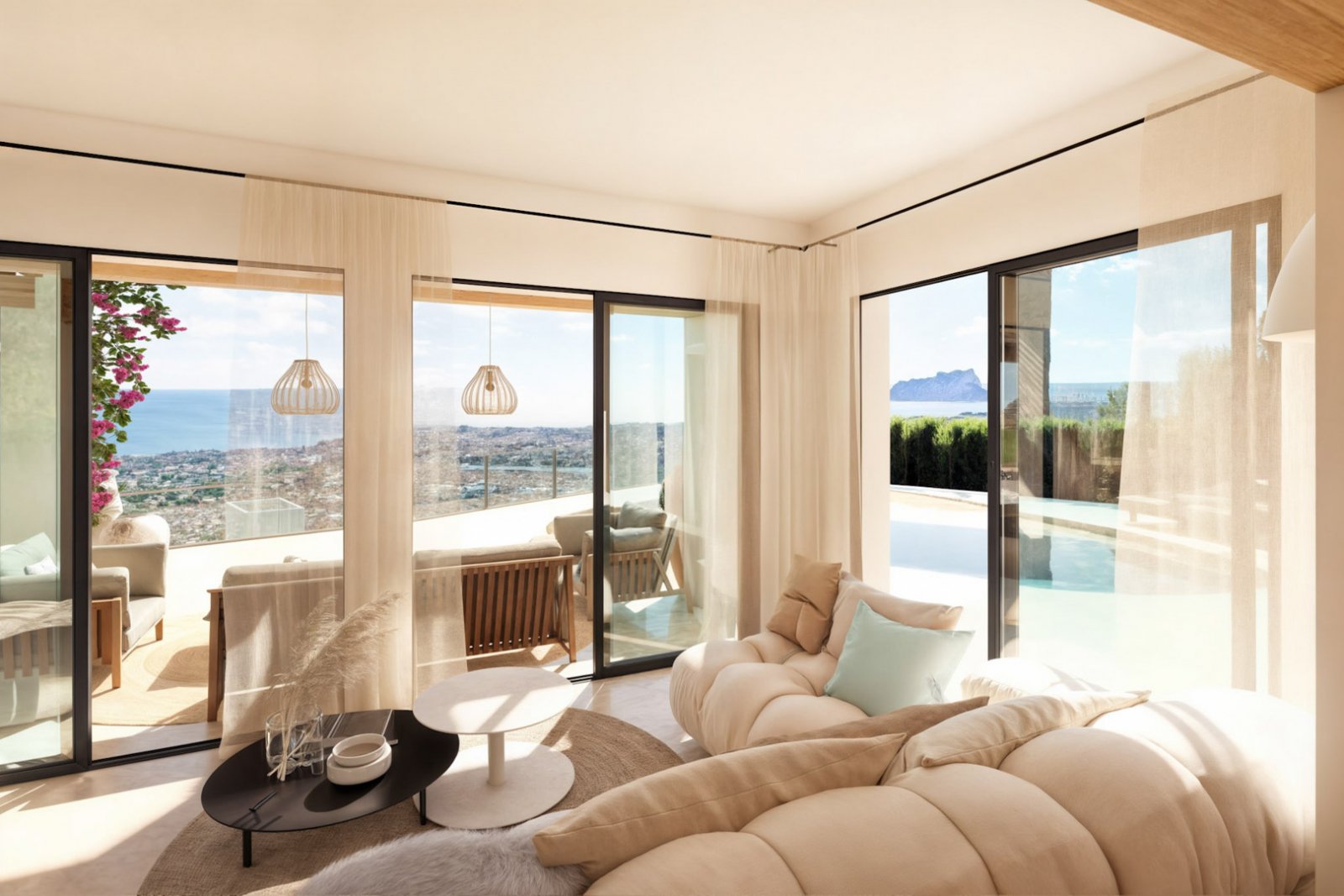 7105MOR | Villa im Ibiza-Stil mit Panoramablick in Moraira zu verkaufen