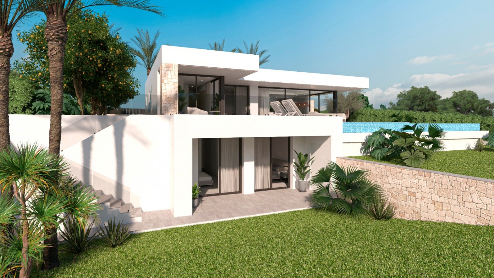 3628DEN Moderne, neu erbaute Villa mit Lizenz und Meerblick, zu verkaufen in Denia.