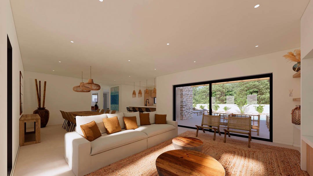 7120MOR Ibiza-Villa-Projekt mit Lizenz in Meeresnähe zum Verkauf in Moraira.