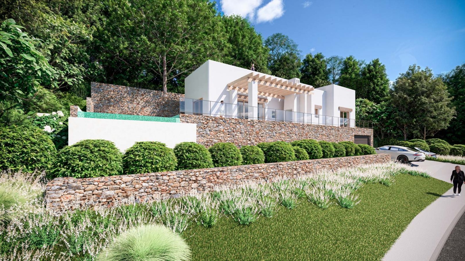 7100JAV Neubau-Villa im Ibiza-Stil mit Baugenehmigung in Jávea zu verkaufen