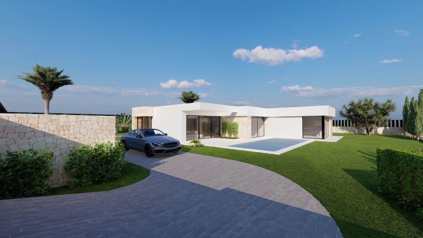 6414CAL Moderne, einstöckige, neu gebaute Villa in Laufnähe zum Yachthafen in Calpe