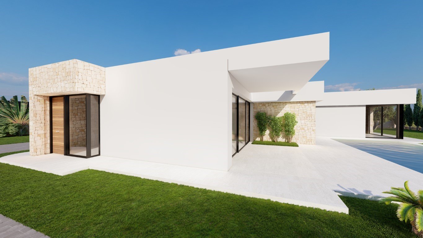 6414CAL Moderne, einstöckige, neu gebaute Villa in Laufnähe zum Yachthafen in Calpe