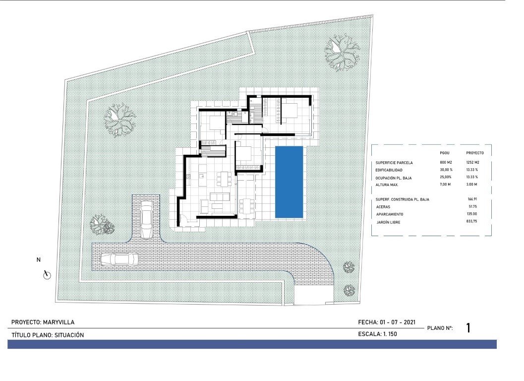 6414CAL Moderne, einstöckige, neu gebaute Villa in Laufnähe zum Yachthafen in Calpe