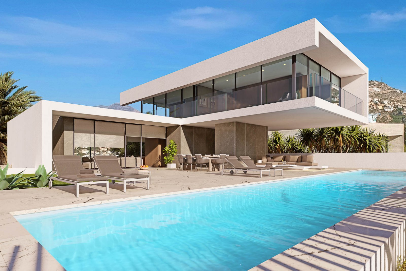 8235MOR Designprojekt mit Baugenehmigung mit Panoramablick auf das Meer und die Berge in Moraira zu verkaufen. 