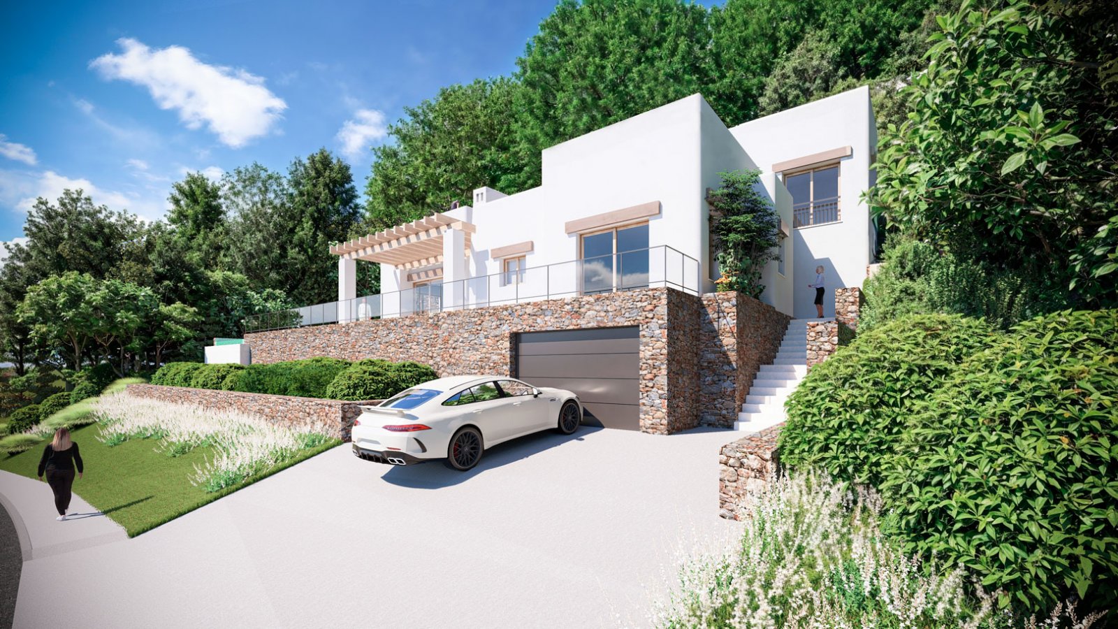 7100JAV Neubau-Villa im Ibiza-Stil mit Baugenehmigung in Jávea zu verkaufen