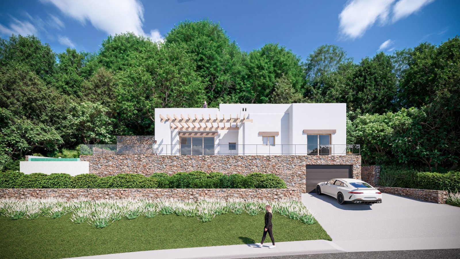 7100JAV Neubau-Villa im Ibiza-Stil mit Baugenehmigung in Jávea zu verkaufen