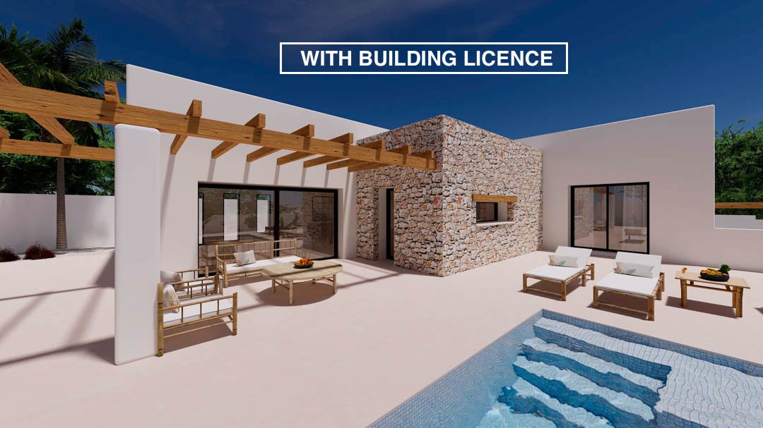 7120MOR Ibiza-Villa-Projekt mit Lizenz in Meeresnähe zum Verkauf in Moraira.