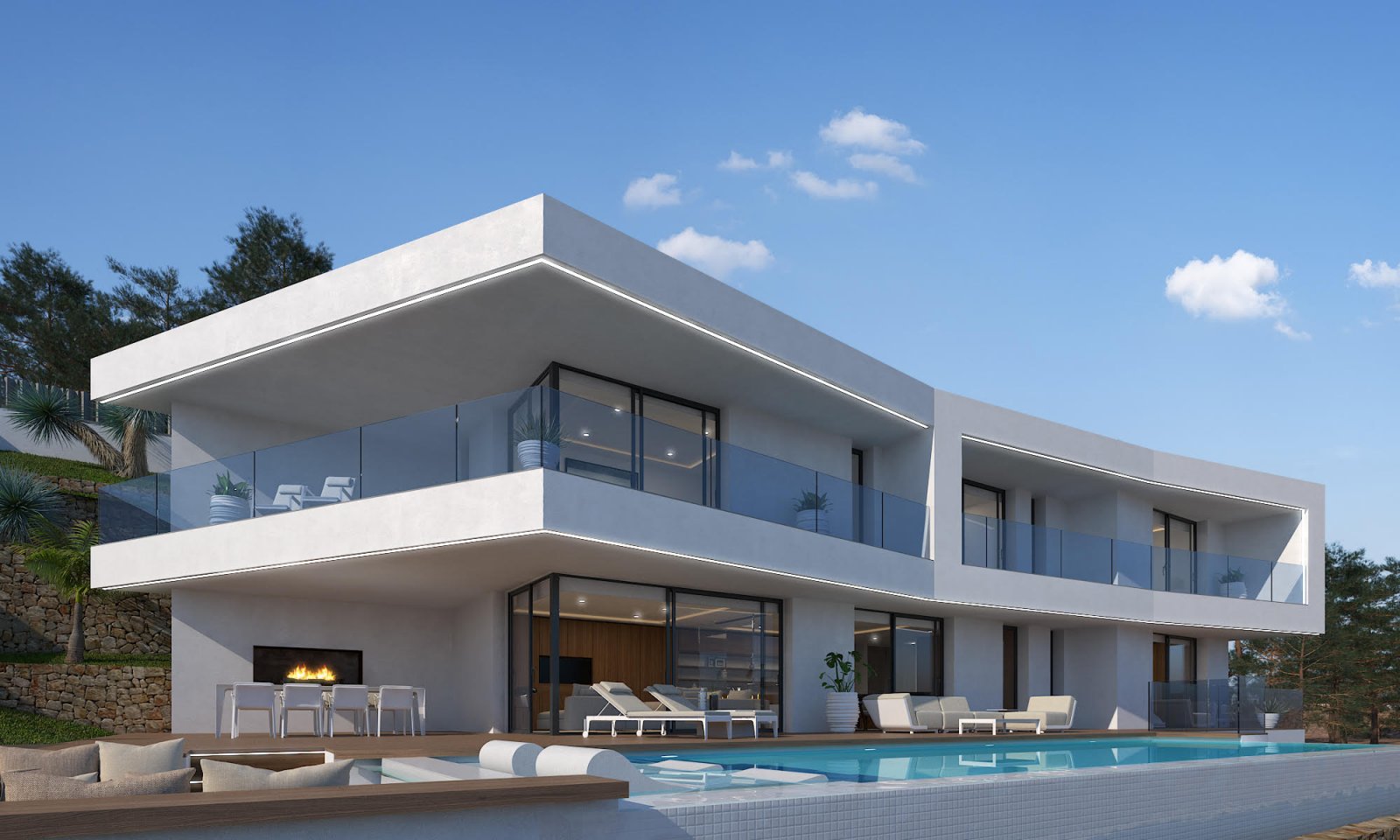 2091JAV Moderne Villa mit 4 Schlafzimmern und Meerblick in Javea